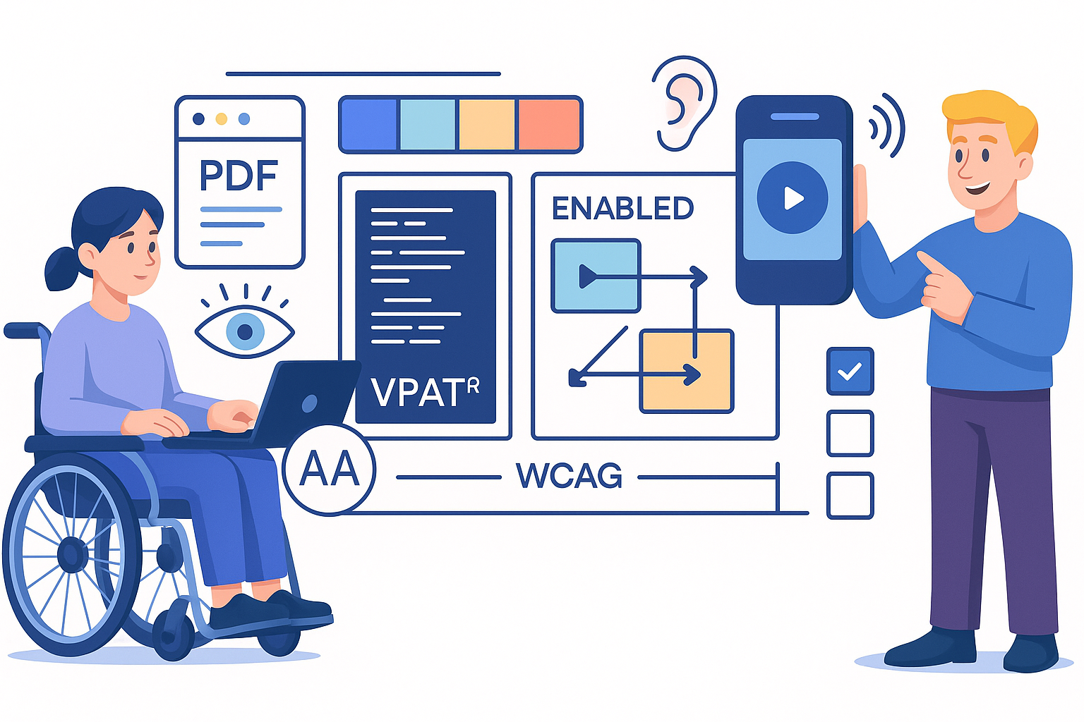 Illustration showing accessibility features and improvements